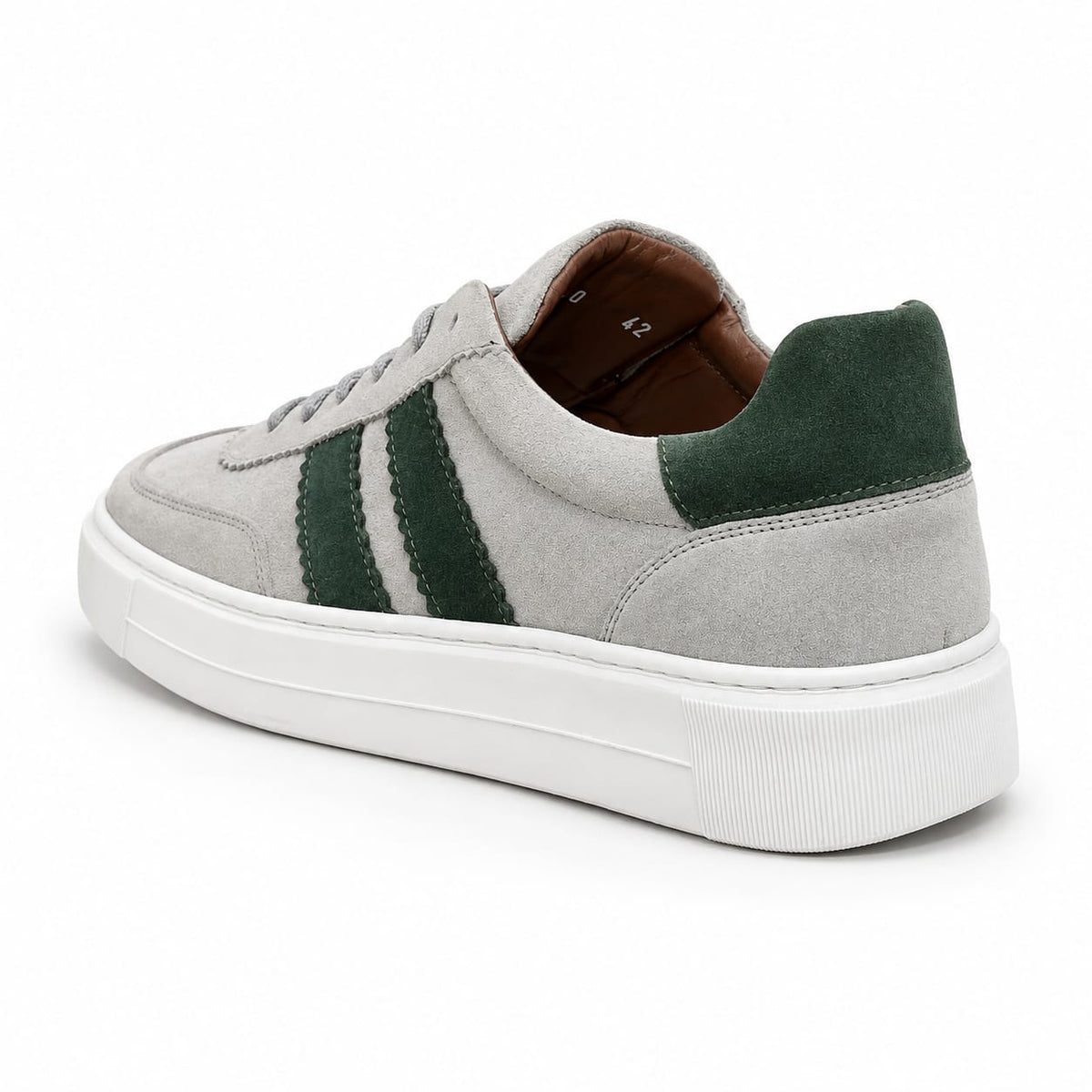 Retro Süet Sneaker – Gri & Yeşil