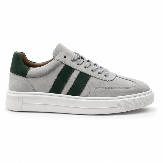 Retro Süet Sneaker – Gri & Yeşil