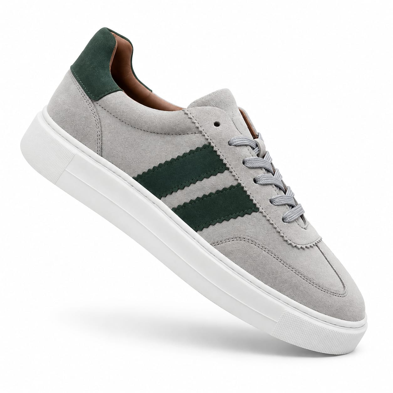 Retro Süet Sneaker – Gri & Yeşil