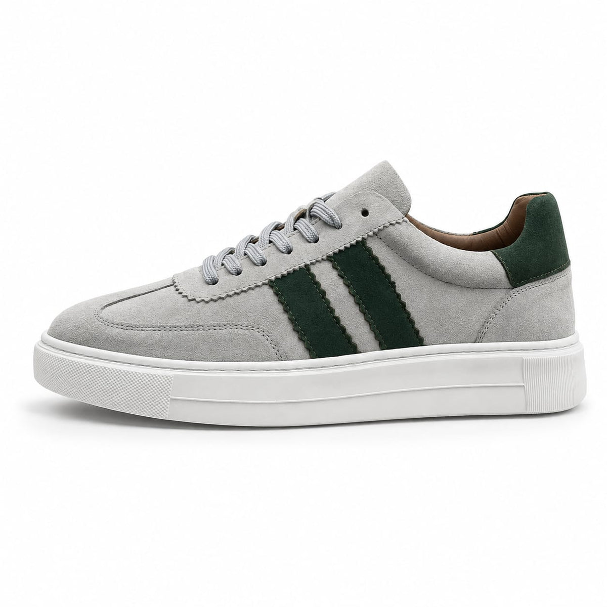 Retro Süet Sneaker – Gri & Yeşil
